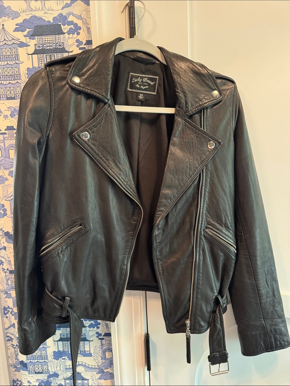 Lucky Brand Black Leather Asymmetrical Moto Jacket